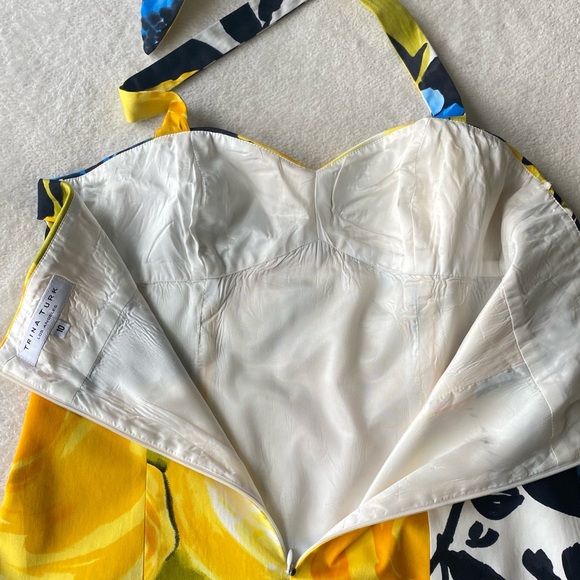 Trina Turk Floral Halter Yellow Rose sz 10 - Picture 10 of 14